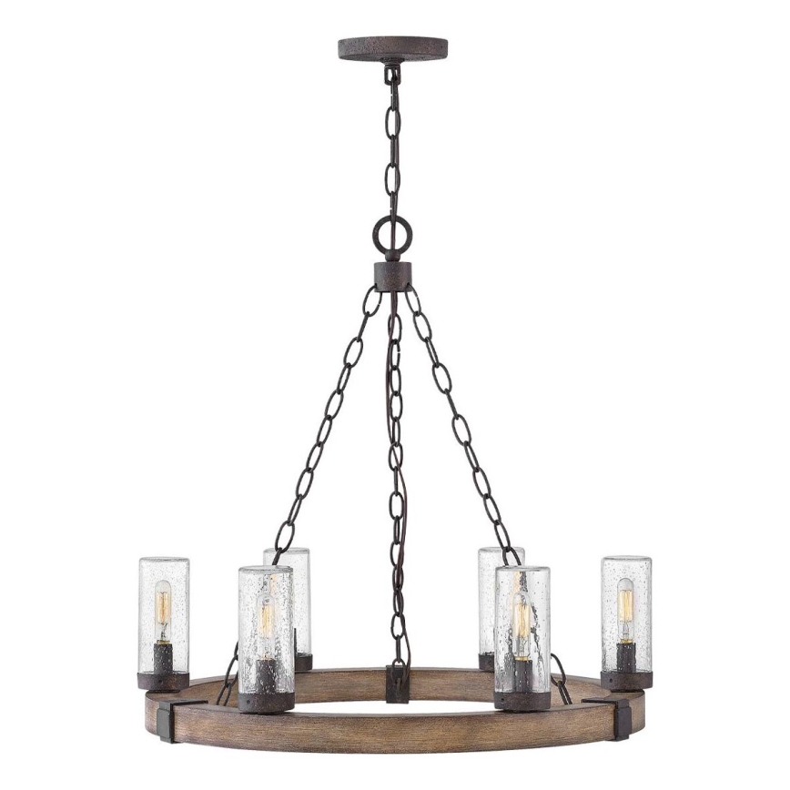 Hinkley - Lampadario a catena SAWYER 6xE14/40W/230V marrone