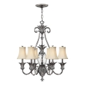Hinkley - Lampadario a sospensione con catena PLANTATION 7xE14/40W/230V argento