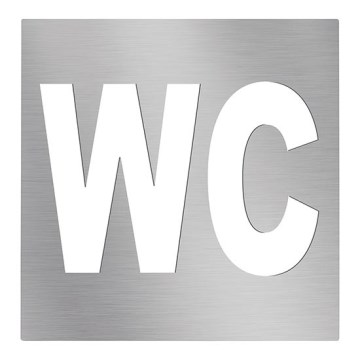 Icona WC 12x12 cm acciaio inox/argento
