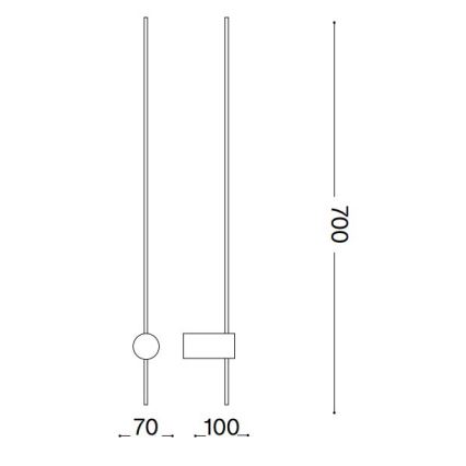 Ideal Lux - Applique a LED ESSENCE LED/12W/230V 2700K 70 cm CRI 90 nero