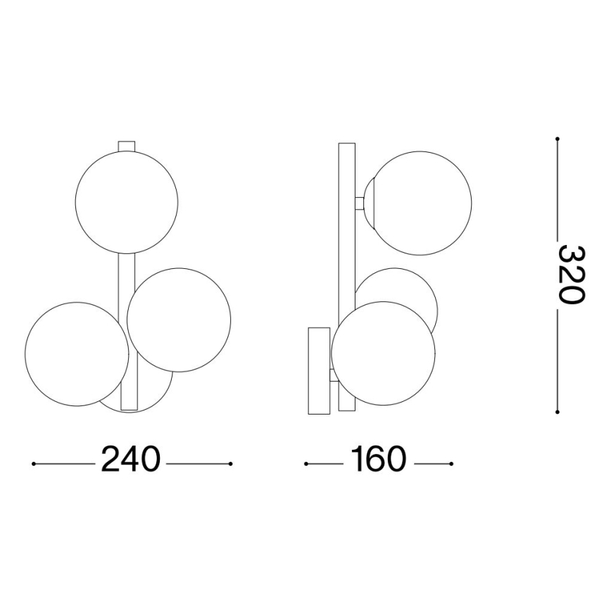Ideal Lux - Applique a LED PERLAGE 3xG9/3W/230V nero/fumé