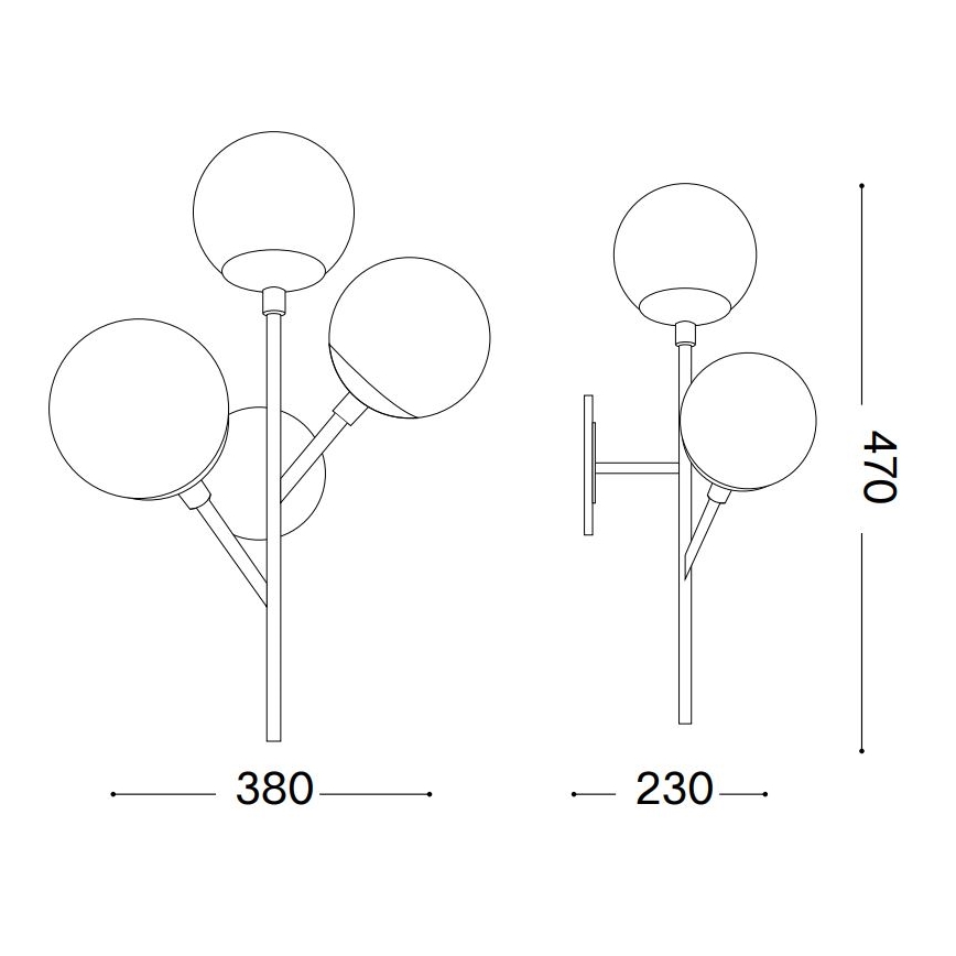 Ideal Lux - Applique KEPLER 3xE27/42W/230V nero/fumé
