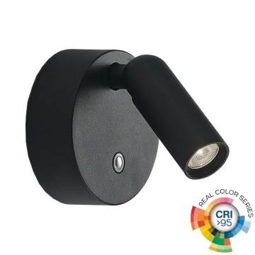 Ideal Lux - Faretto da parete LED ricaricabile dimmerabile con controllo a sfioramento BEAN LED/3W/5V 2200 mAh CRI 95 nero