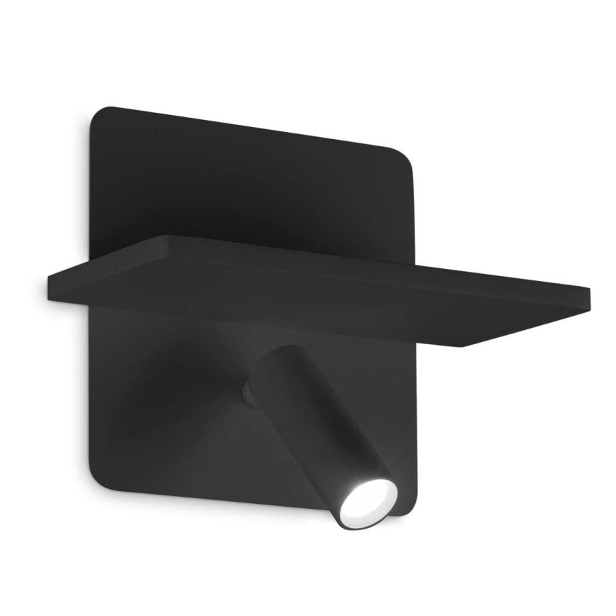Ideal Lux - Faretto da parete orientabile a LED PIANO LED/10W/230V CRI 90 USB nero