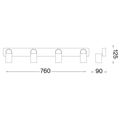 Ideal Lux - Faretto LED RUDY 4xGU10/7W/230V CRI 90 nero