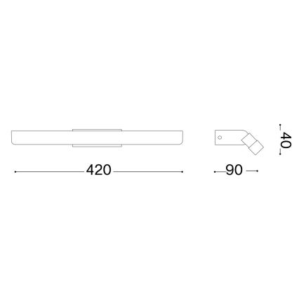 Ideal Lux - Illuminazione a LED per specchi da bagno RIFLESSO LED/10W/230V 42 cm CRI 90 IP54 nero