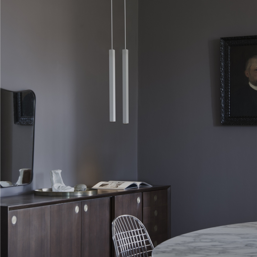 Ideal Lux - Lampada a sospensione LED su cavo LOOK 1xGU10/7W/230V CRI 90 Ø 6 cm bianca