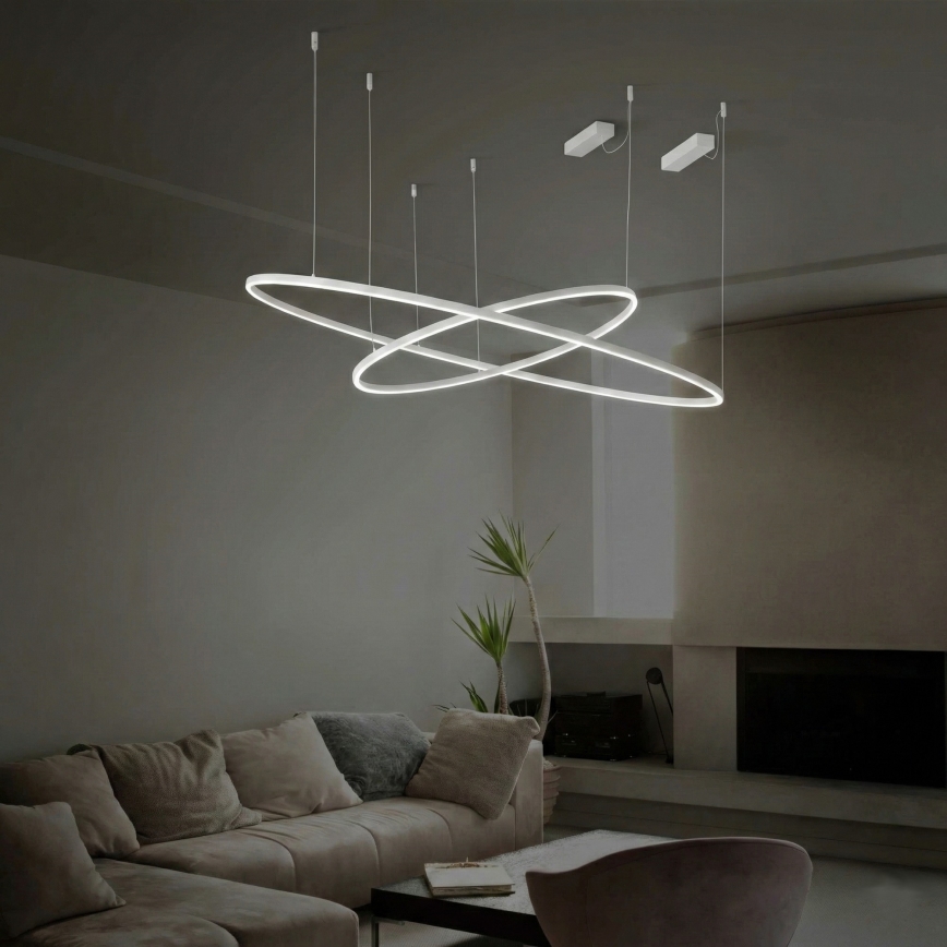 Ideal Lux - Lampadario LED a sospensione su cavo ORACLE SLIM LED/29W/230V 4000K CRI 90 Ø 50 cm bianco