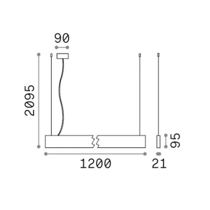 Ideal Lux - Lampada a sospensione su cavo STEEL LED/29W/230V 3000K CRI 90 120 cm nero
