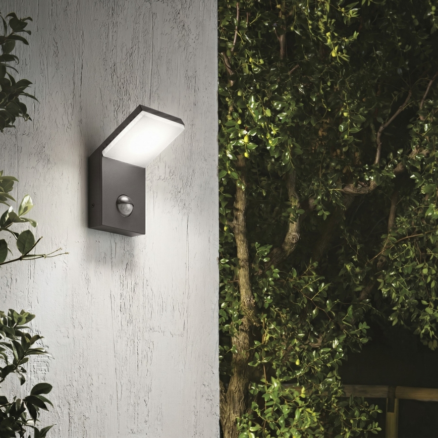 Ideal Lux - Lampada da esterno con sensore STYLE LED/9W/230V 4000K CRI 90 IP54 antracite