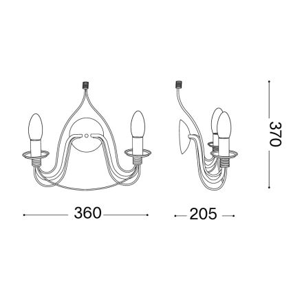 Ideal Lux - Lampada da parete CORTE 2xE14/40W/230V marrone/patina