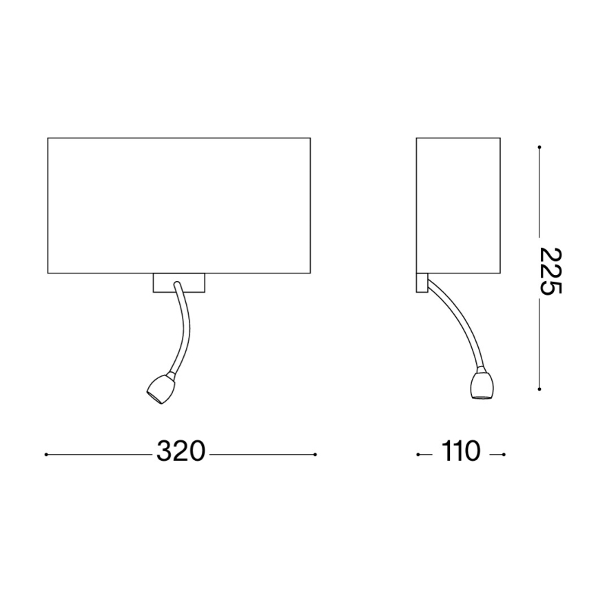 Ideal Lux - Lampada da parete flessibile LED HOTEL 1xE27/60W + LED/1,5W/230V