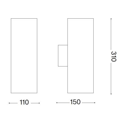 Ideal Lux - Lampada da parete per esterni GUN 1xE27/60W/230V 31 cm IP54 grigia