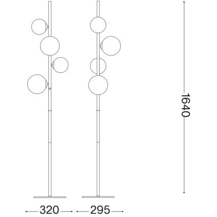 Ideal Lux - Piantana LED PERLAGE 4xG9/3W/230V nero/nero fumé