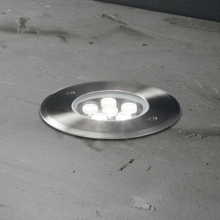 Ideal Lux - Lampada LED segnapasso FLOOR LED/6W/230V diametro 12 cm CRI 90 IP67 cromo lucido