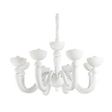 Ideal Lux - Lampadario a catena BON BON 8xE14/28W/230V diam. 95,5 cm bianco