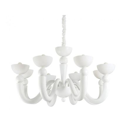 Ideal Lux - Lampadario a catena BON BON 8xE14/28W/230V diam. 95,5 cm bianco