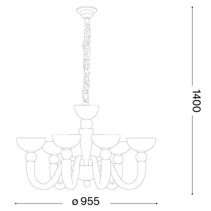 Ideal Lux - Lampadario a catena BON BON 8xE14/28W/230V diam. 95,5 cm bianco