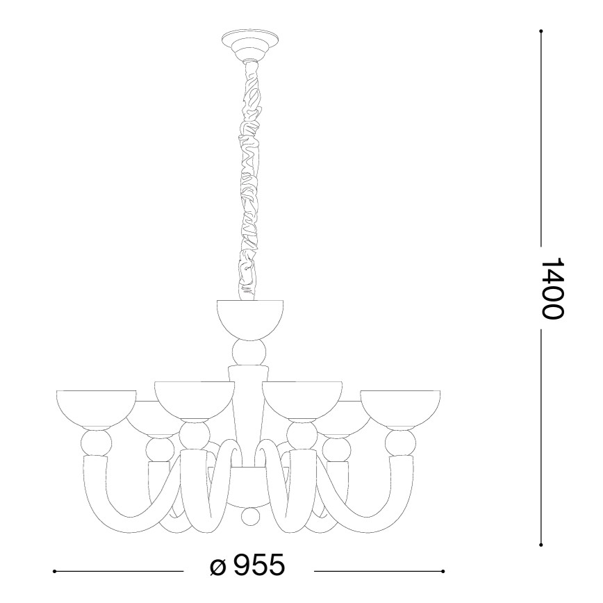 Ideal Lux - Lampadario a catena BON BON 8xE14/28W/230V diam. 95,5 cm bianco
