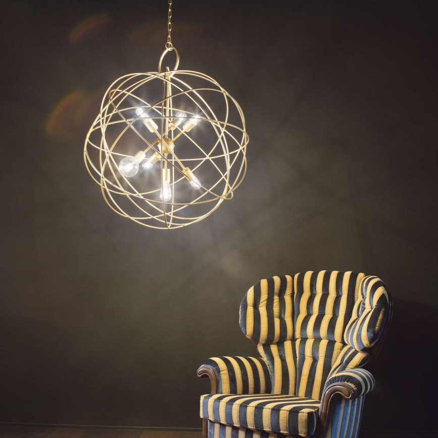 Ideal Lux - Lampadario a catena KONSE 7xE27/60W/230V Ø 80 cm dorato