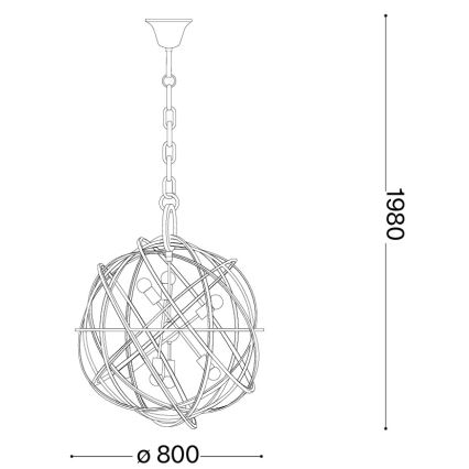 Ideal Lux - Lampadario a catena KONSE 7xE27/60W/230V Ø 80 cm dorato