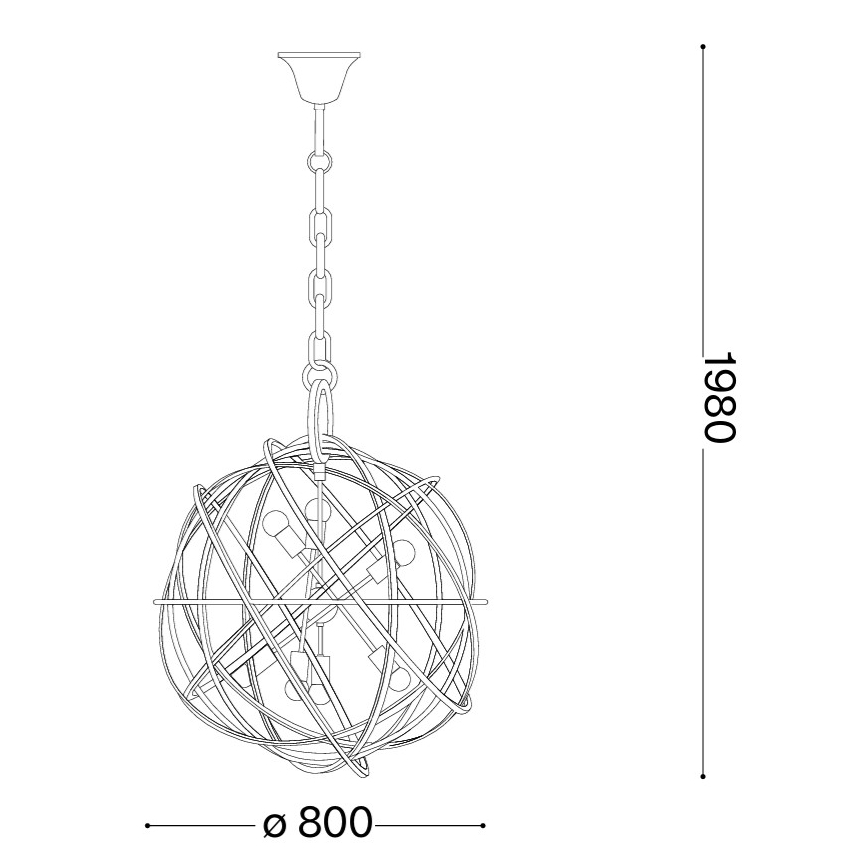 Ideal Lux - Lampadario a catena KONSE 7xE27/60W/230V Ø 80 cm dorato