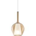 Ideal Lux - Lampadario a cavo KALIQUE 1xE27/42W/230V Ø 18 cm beige fumé