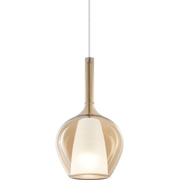 Ideal Lux - Lampadario a cavo KALIQUE 1xE27/42W/230V Ø 18 cm beige fumé