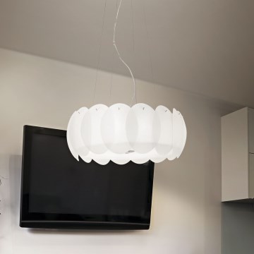 Ideal Lux - Lampadario a cavo OVALINO 8xE27/60W/230V Ø 55 cm bianco