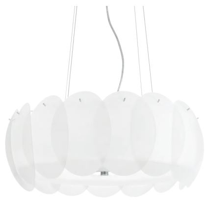 Ideal Lux - Lampadario a cavo OVALINO 8xE27/60W/230V Ø 55 cm bianco
