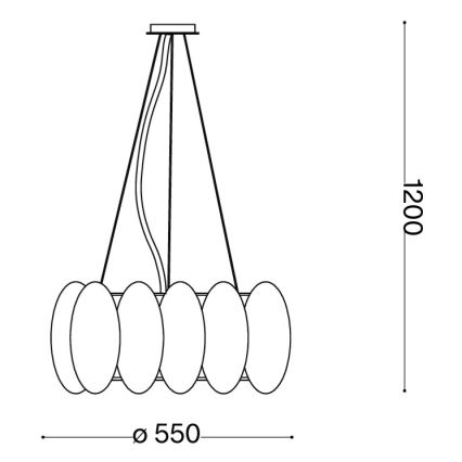 Ideal Lux - Lampadario a cavo OVALINO 8xE27/60W/230V Ø 55 cm bianco