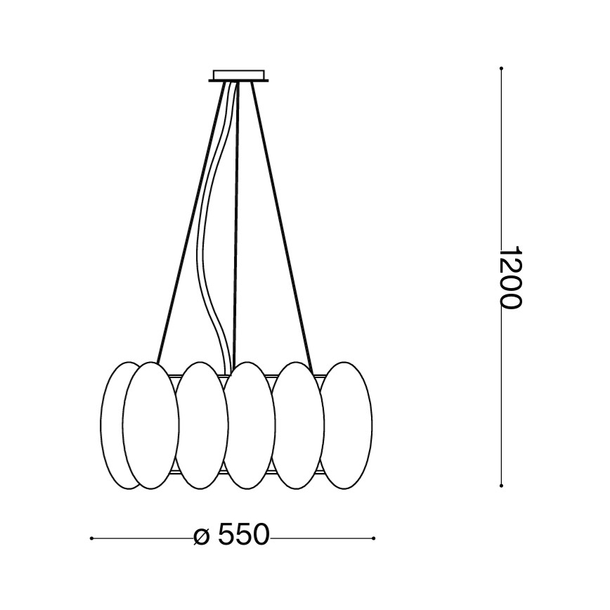 Ideal Lux - Lampadario a cavo OVALINO 8xE27/60W/230V Ø 55 cm bianco