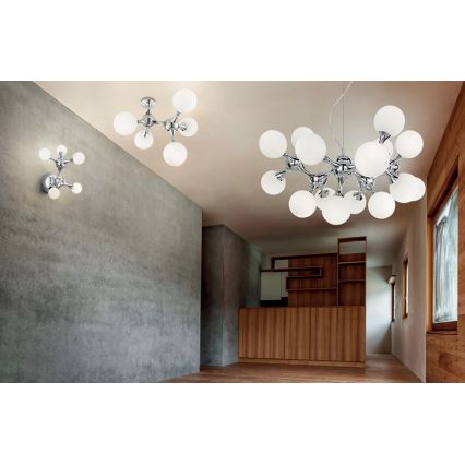 Ideal Lux - Lampadario a soffitto NODI 5xE14/28W/230V 50x55 cm cromo lucido/bianco