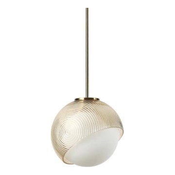 Ideal Lux - Lampadario a sospensione BLOOM 1xE27/42W/230V Ø 22 cm oro/beige fumé
