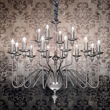 Ideal Lux - Lampadario a sospensione con catena ARTU 16xE14/40W/230V diametro 90 cm cromo lucido