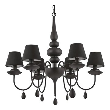 Ideal Lux - Lampadario a sospensione con catena BLANCHE 6xE14/4W/230V diametro 75 cm nero