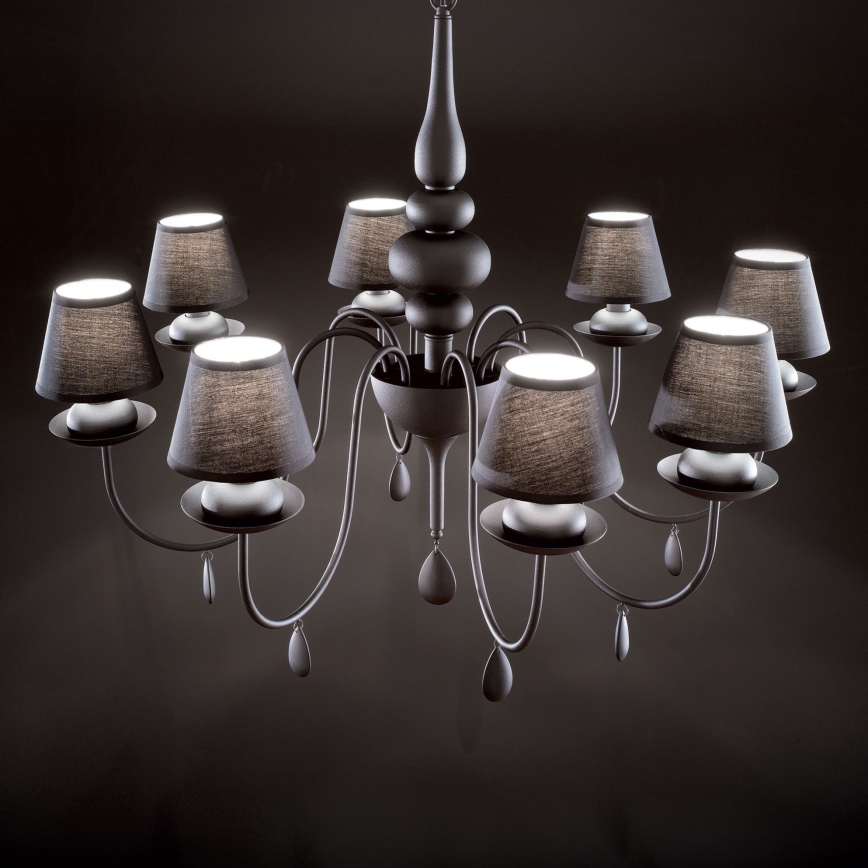 Ideal Lux - Lampadario a sospensione con catena BLANCHE 8xE14/40W/230V diametro 92 cm nero