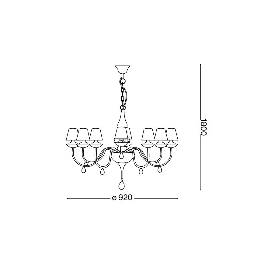 Ideal Lux - Lampadario a sospensione con catena BLANCHE 8xE14/40W/230V diametro 92 cm nero