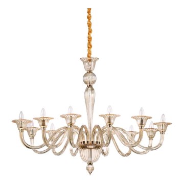 Ideal Lux - Lampadario a sospensione con catena BRIGITTA 12xE14/40W/230V diametro 120 cm ottone