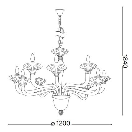 Ideal Lux - Lampadario a sospensione con catena BRIGITTA 12xE14/40W/230V diametro 120 cm ottone