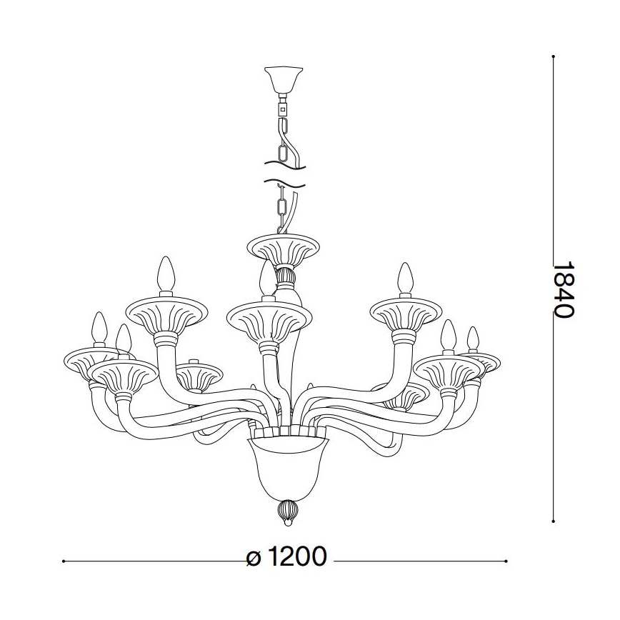 Ideal Lux - Lampadario a sospensione con catena BRIGITTA 12xE14/40W/230V diametro 120 cm ottone