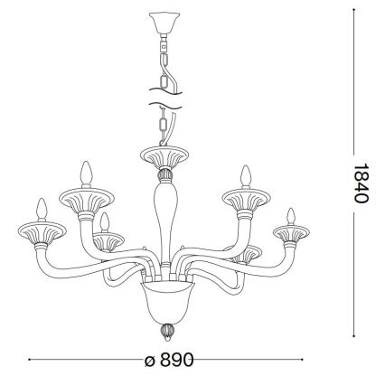 Ideal Lux - Lampadario a sospensione con catena BRIGITTA 8xE14/40W/230V diametro 89 cm ottone