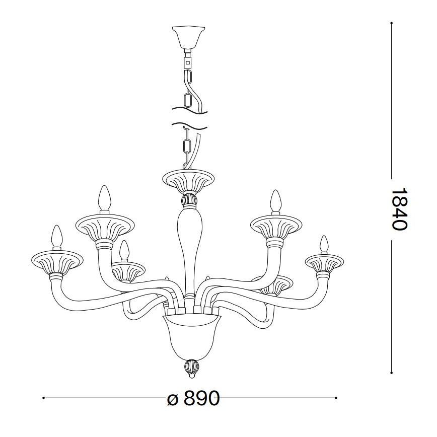 Ideal Lux - Lampadario a sospensione con catena BRIGITTA 8xE14/40W/230V diametro 89 cm ottone