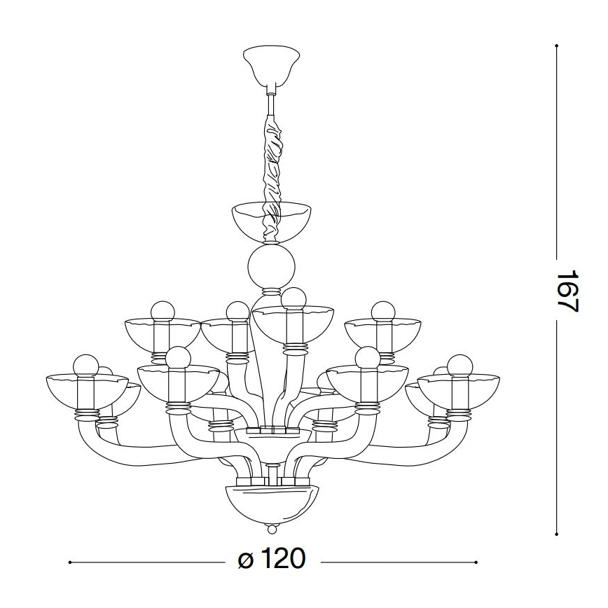 Ideal Lux - Lampadario a sospensione con catena CASANOVA 16xE14/40W/230V diametro 120 cm bianco
