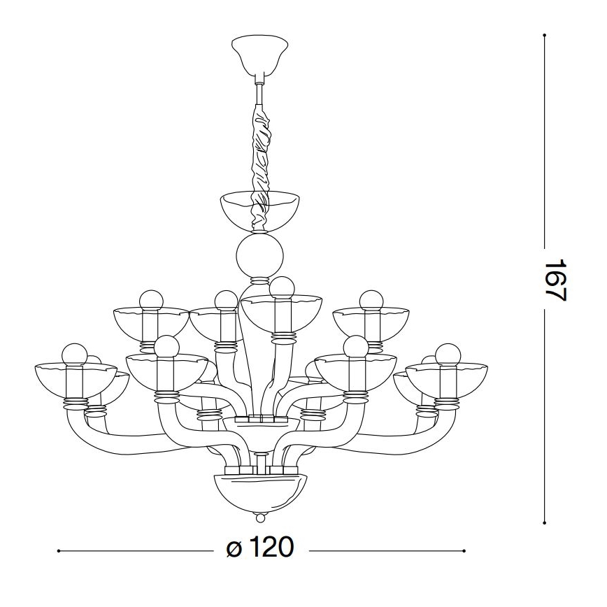 Ideal Lux - Lampadario a sospensione con catena CASANOVA 16xE14/40W/230V diametro 120 cm grigio