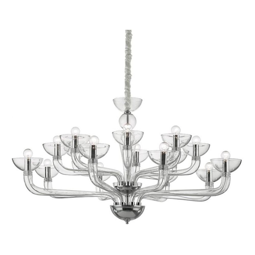 Ideal Lux - Lampadario a sospensione con catena CASANOVA 16xE14/40W/230V diametro 120 cm limpido