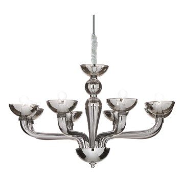 Ideal Lux - Lampadario a sospensione con catena CASANOVA 8xE14/40W/230V diametro 88 cm grigio