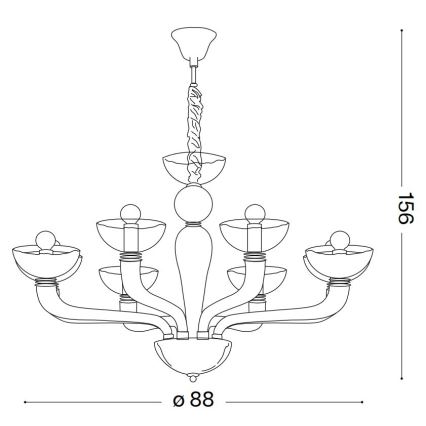 Ideal Lux - Lampadario a sospensione con catena CASANOVA 8xE14/40W/230V diametro 88 cm grigio