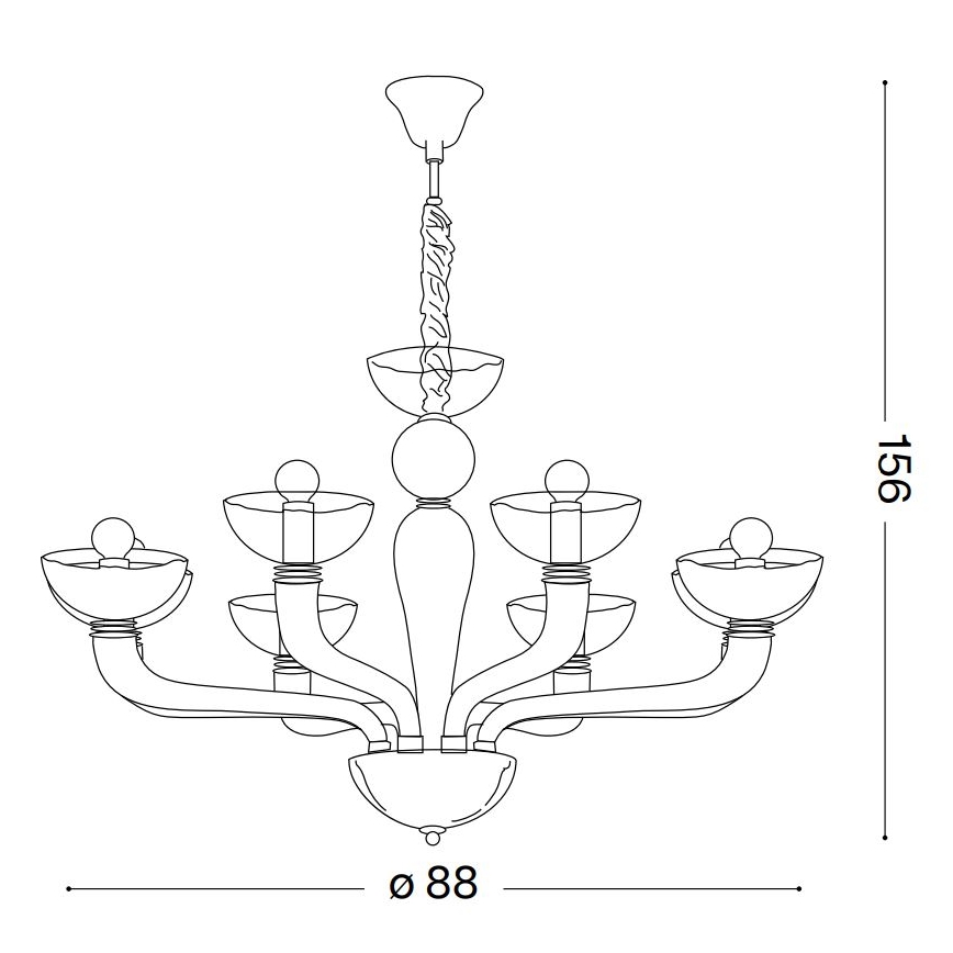 Ideal Lux - Lampadario a sospensione con catena CASANOVA 8xE14/40W/230V diametro 88 cm grigio