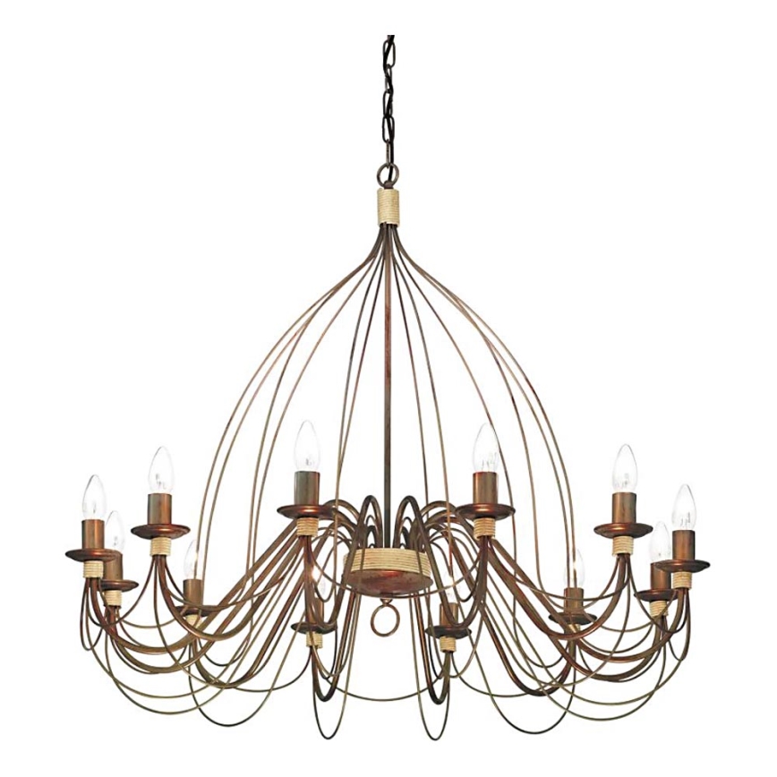 Ideal Lux - Lampadario a sospensione con catena CORTE 12xE14/40W/230V diametro 95 cm rame